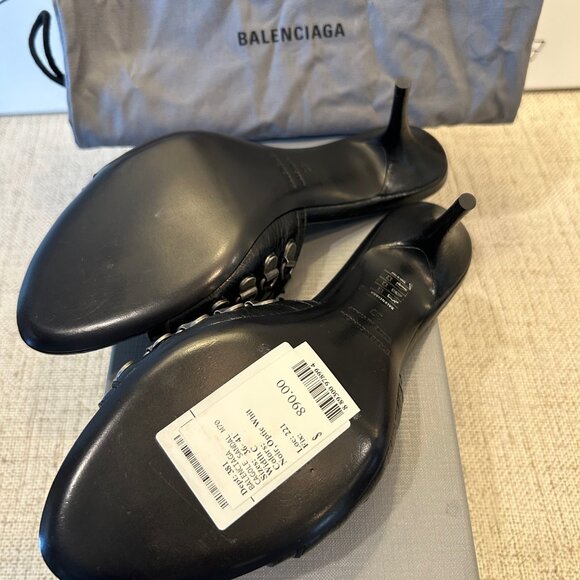 Balenciaga Cagole 70 Leather Mule in Arena Lambskin Black - Picture 10 of 10